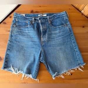 Levi's Wedgie Straight light blue denim cutoff shorts